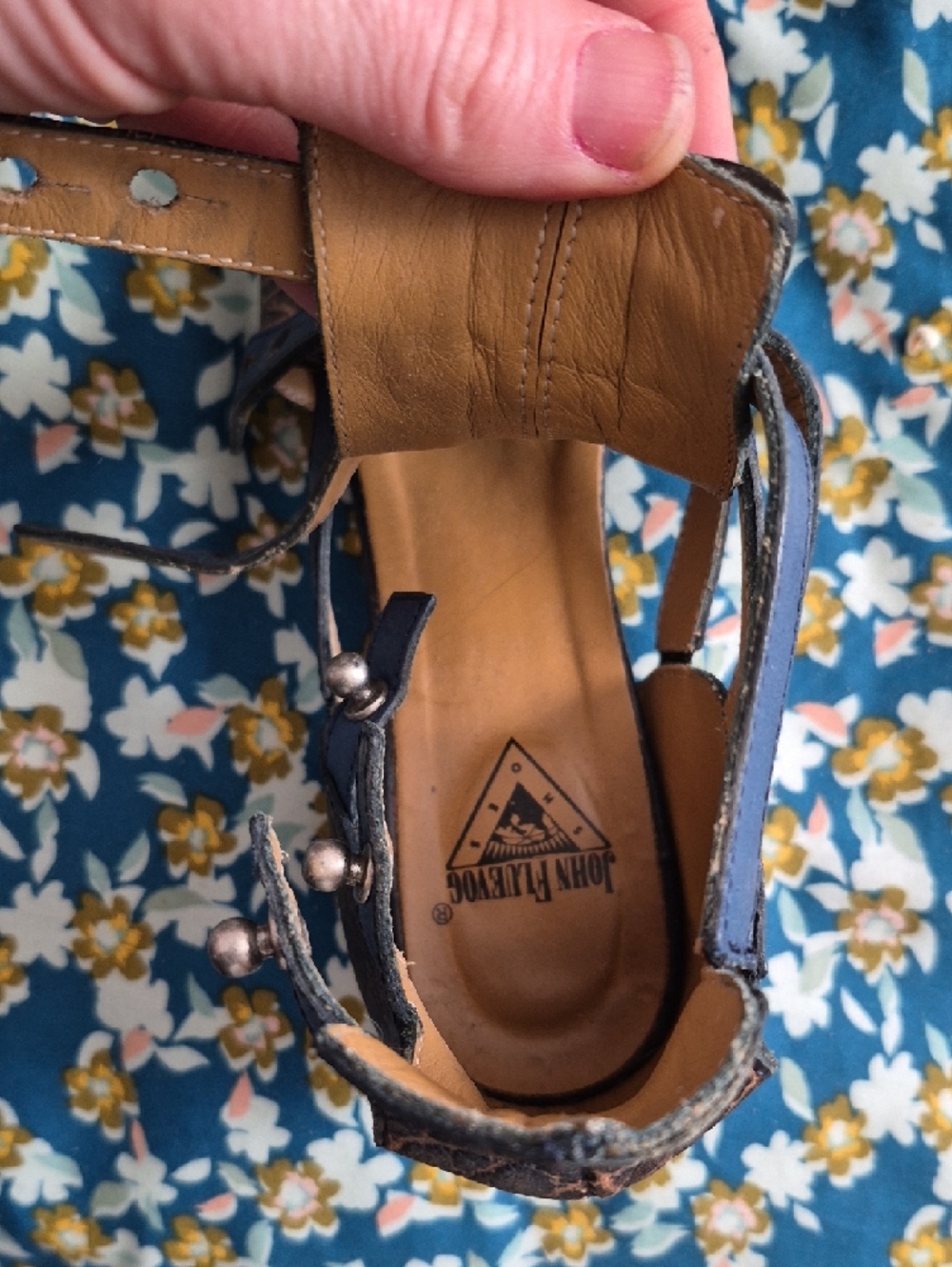 Fluevog Bekkie's Size 7 Women’s Blue Leather Pointed-Toe Heels - Picture 7 of 11